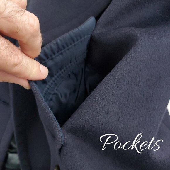 J. Crew 100% Wool Pea Coat Double Breasted 4 Button Navy Women's P8 (Petite 8) - Picture 12 of 16